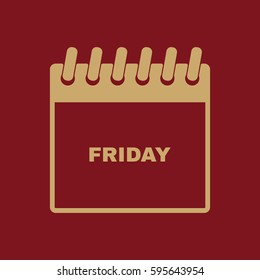 Friday icon. Fri and calendar, data symbol. Flat design. Stock - Vector illustration