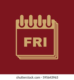 Friday icon. Fri and calendar, data symbol. Flat design. Stock - Vector illustration