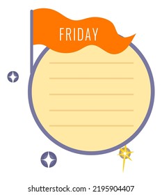 Friday kid day timetable space printable template