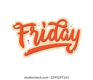 Friday lettering retro 3d text style. Good for planner, menu, prints and other.
