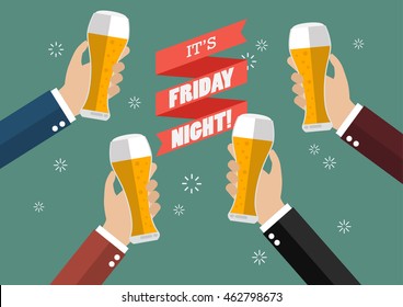 Friday Night Party celebration. Vector Illustration