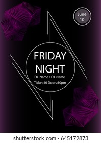 Friday Night Party.Poster Template.Vector Illustration.