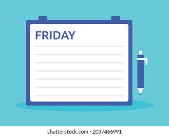 Friday notice board vector illustration.