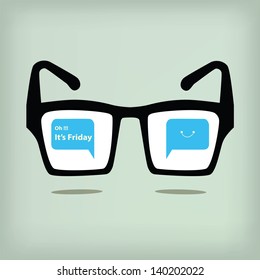 It's Friday on black glasses retro style,vector eps 10