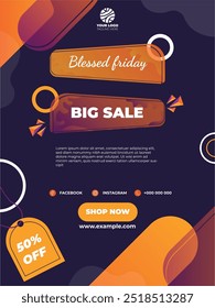 Friday Sale Poster Template for Spring and Autumn Discounts with 50% to 70% Off, Flash Sales, End-of-Season Offers, New Year Promotions, Social Media Marketing, and Modern Design Features