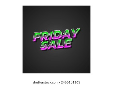 Viernes rebajas. Diseño de efectos de texto en aspecto 3D con un color llamativo