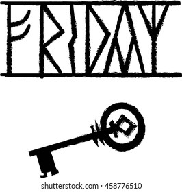 friday text with ancient symbol of the day for printing