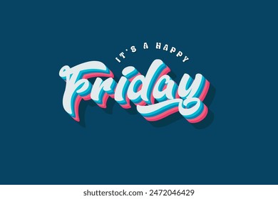 friday typography editable colour effect template in 3d shadow style. Suitable for brand, business logo or calendar design. Eps 10 vector.