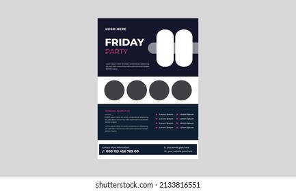 Friday vacations flyer template, Black Friday banner template, happy weekend word concept vector illustration with flyer.