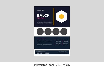 Friday vacations flyer template, Black Friday banner template, happy weekend word concept vector illustration with flyer.