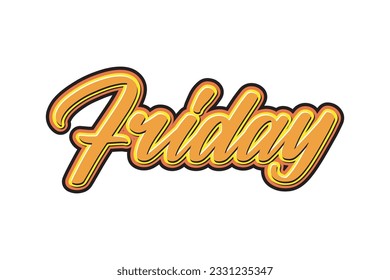 Friday. Vector handwritten lettering. Template for card, poster and banner.