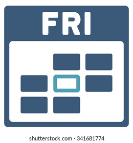Friday vector icon. Style is bicolor flat symbol, cyan and blue colors, rounded angles, white background.
