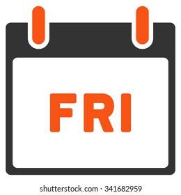 Friday vector icon. Style is bicolor flat symbol, orange and gray colors, rounded angles, white background.
