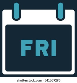 Friday vector icon. Style is bicolor flat symbol, blue and white colors, rounded angles, dark blue background.