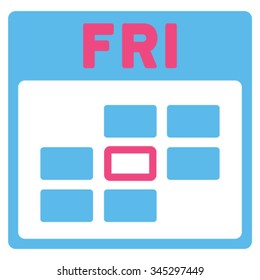 Friday vector icon. Style is bicolor flat symbol, pink and blue colors, rounded angles, white background.