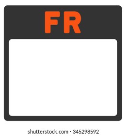 Friday vector icon. Style is bicolor flat symbol, orange and gray colors, rounded angles, white background.
