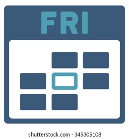 Friday vector icon. Style is bicolor flat symbol, cyan and blue colors, rounded angles, white background.