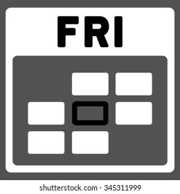 Friday vector icon. Style is bicolor flat symbol, black and white colors, rounded angles, gray background.