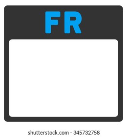 Friday vector icon. Style is bicolor flat symbol, blue and gray colors, rounded angles, white background.