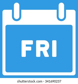 Friday vector icon. Style is flat symbol, white color, rounded angles, blue background.