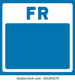 Friday vector icon. Style is flat symbol, white color, rounded angles, blue background.