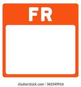 Friday vector icon. Style is flat symbol, orange color, rounded angles, white background.