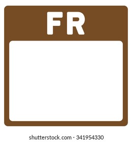Friday vector icon. Style is flat symbol, brown color, rounded angles, white background.