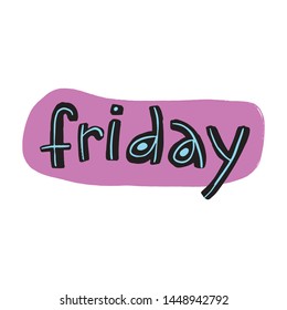 Friday vector planner lettering for week