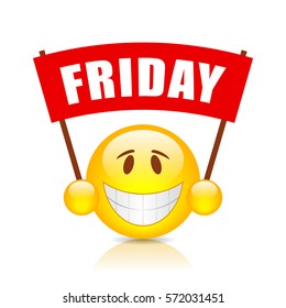 Friday vector sign on white background. Weekend ahead happy icon web clip art.