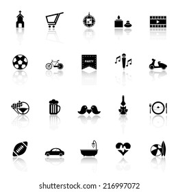 Friday and weekend icons with reflect on white background, stock vector