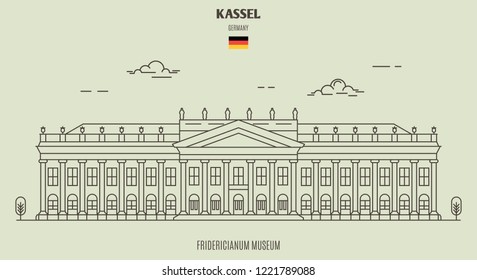 Fridericianum Museum in Kassel, Germany. Landmark icon in linear style