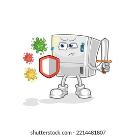 the fridge against viruses cartoon. cartoon mascot vector