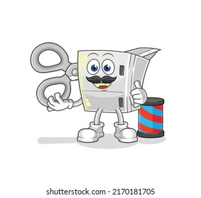 the fridge barber cartoon. cartoon mascot vector