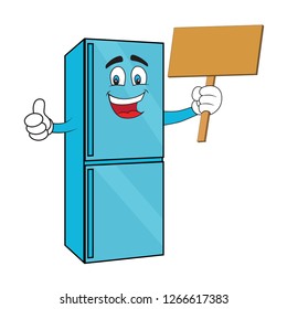 Fridge cartoon with face and hands - Vector
