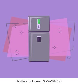 Fridge cartoon illustration. Two-chambered refrigerator. Home appliance concept. Vector illustration can be used for topics like food storage, housekeeping, kitchen