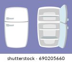 Fridge in cartoon style. Open and closed refrigerator. Vector illustration.