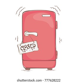 Fridge is closed until the morning / Funny vector illustration, diet and healthy eating