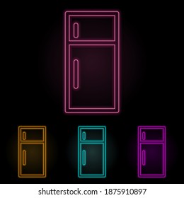 fridge color neon set. Simple thin line, outline vector of web icons for ui and ux, website or mobile application