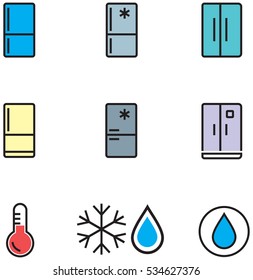 Fridge colored line icons