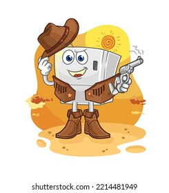 the fridge cowboy with gun character vector