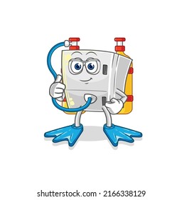 the fridge diver cartoon. cartoon mascot vector
