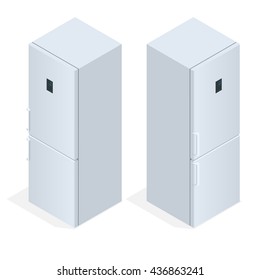 Fridge door with handle. Flat 3d vector isometric illustration.