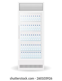 Refrigerador Bebida con botellas de agua - Ilustración vectorial aislada sobre fondo blanco.