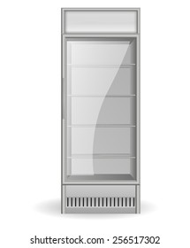 Fridge Drink With Glass Door - Vector Drawing Isolated 