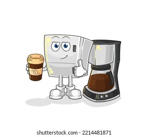 el frigorífico de la cafetera. vector de caracteres