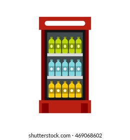 Fridge with drinks icon in flat style isolated on white background. Storage symbol