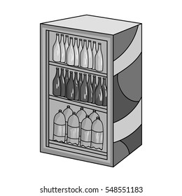 Fridge with drinks icon in monochrome style isolated on white background. Supermarket symbol stock vector illustration.
