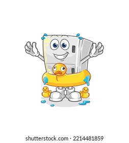 the fridge with duck buoy cartoon. cartoon mascot vector