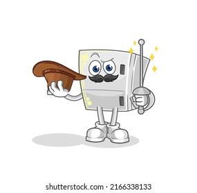 the fridge fencer character. cartoon mascot vector