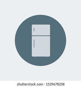 Fridge flat icon illustration. Grey refrigerator icon design vector